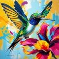Abstract Hummingbird and Flower