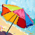 Sun & Shade – Colorful Beach Umbrella Digital Art Print