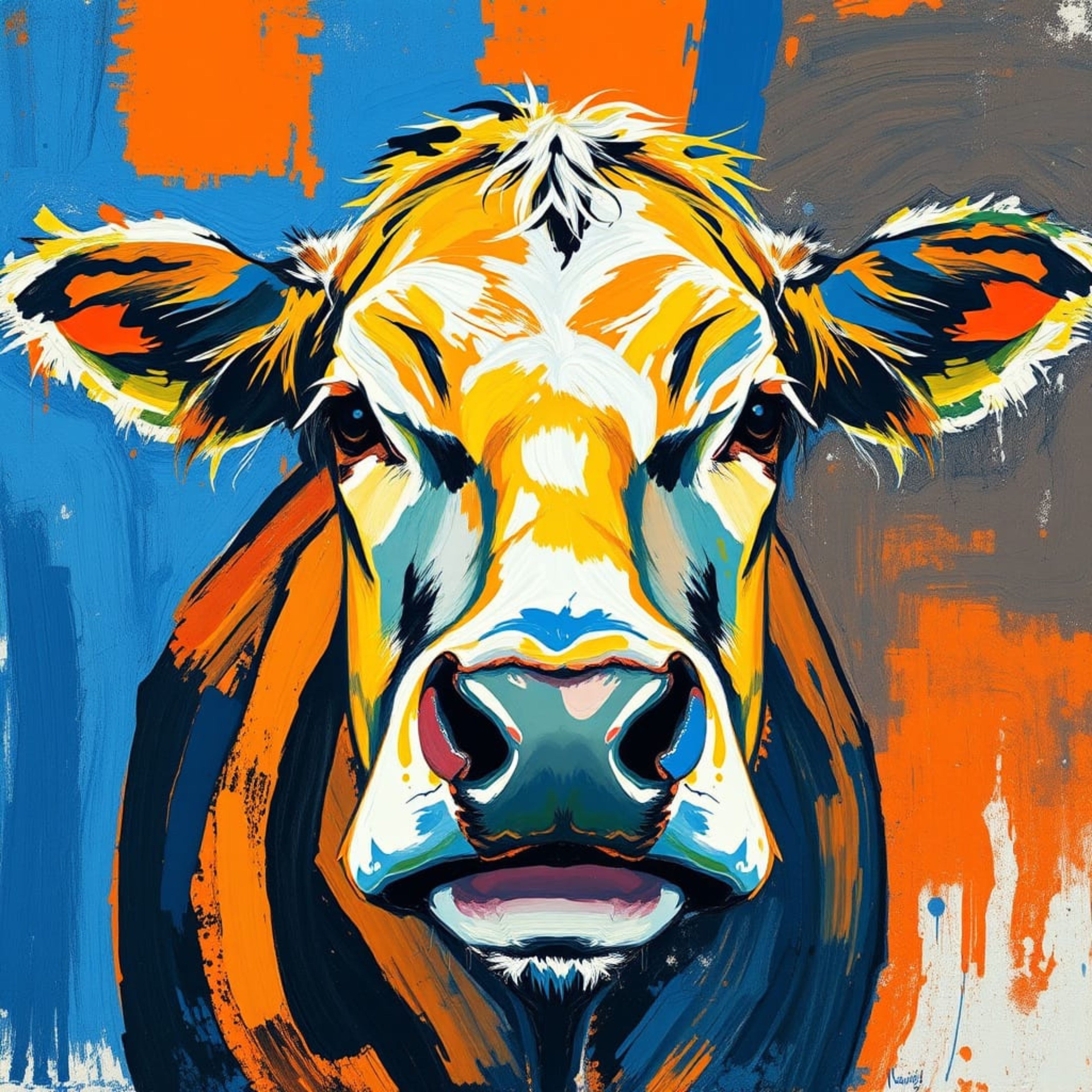 Abstract Cow Portrait