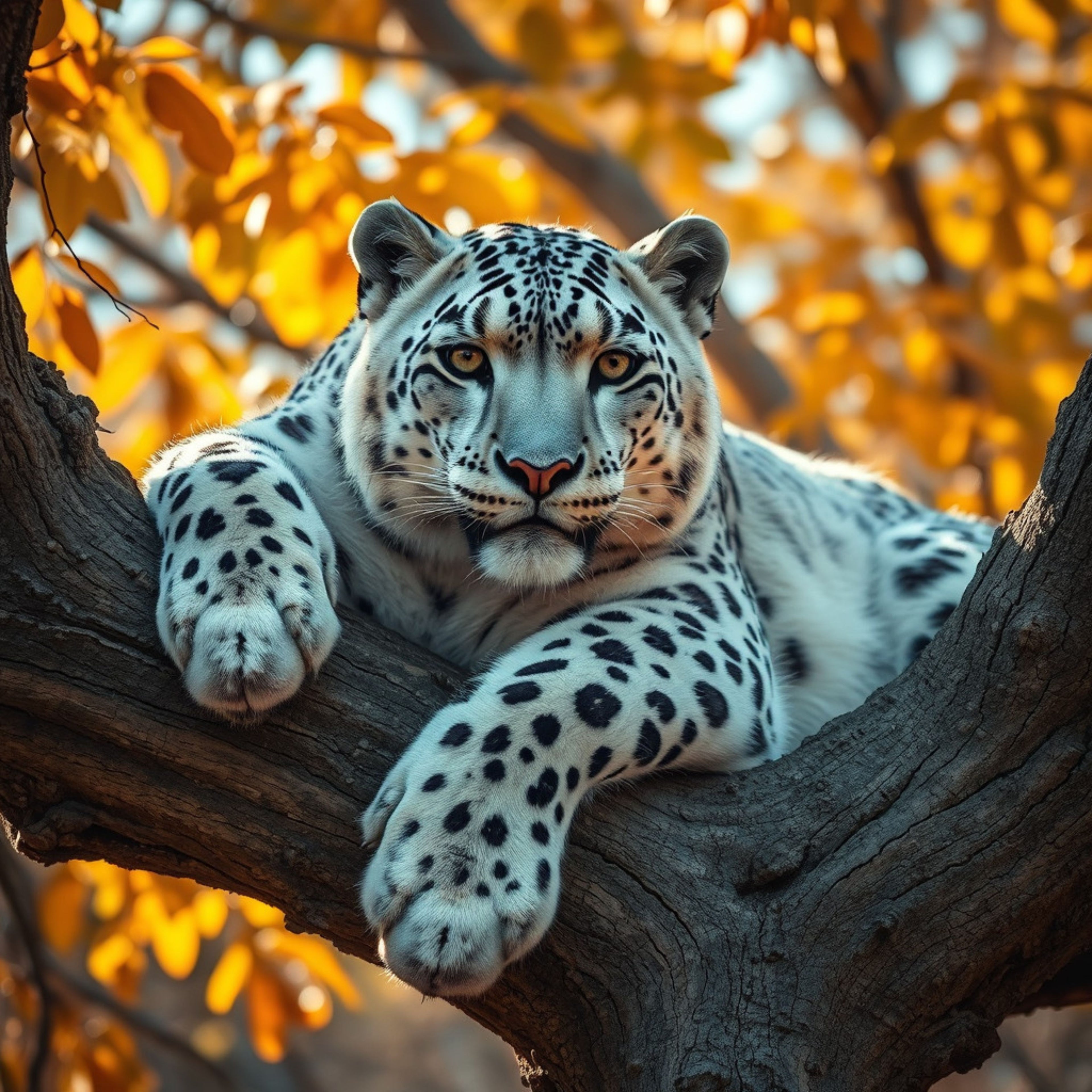 Golden Autumn Snow Leopard