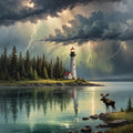 Stormy Lighthouse & Moose